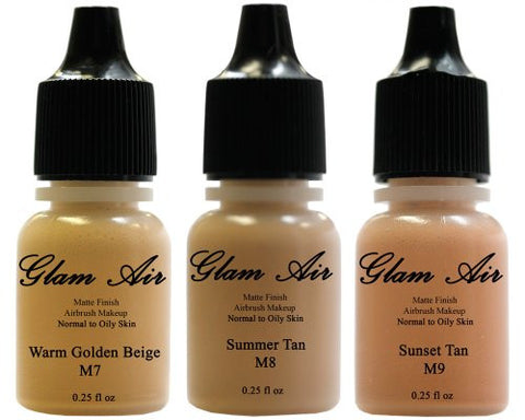 Glam Air Airbrush Water-based Foundation in Set of Three (3) Assorted Medium Matte Shades M7-M8-M9 0.25oz - Sexy Sparkles Fashion Jewelry - 1