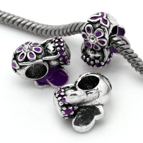 Purple Flower Fairy Charm European Bead Compatible for Most European Snake Chain Bracelet - Sexy Sparkles Fashion Jewelry - 2