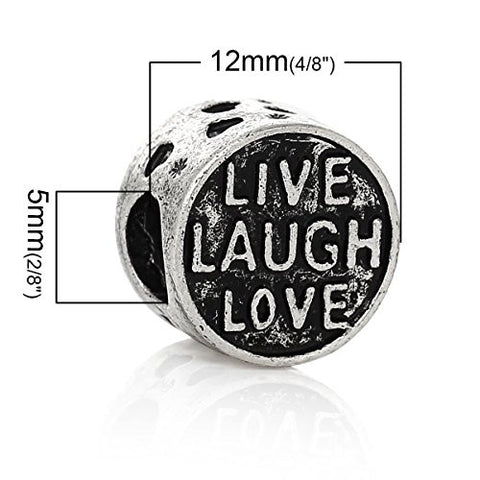 Live Laugh Love Carved Round Bead Compatible for Most European Snake Chain Bracelet - Sexy Sparkles Fashion Jewelry - 2