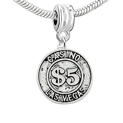 Las Vegas $5 Casino Token Bead Compatible for Most European Snake Chain Bracelet - Sexy Sparkles Fashion Jewelry