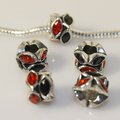 Red and Black Acrylic Rhinestones Charm European Bead Compatible for Most European Snake Chain Bracelet - Sexy Sparkles Fashion Jewelry - 2