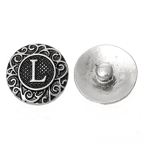 Alphabet Letter L Chunk Snap Button Pendant Fits Snaps Chunk Bracelet - Sexy Sparkles Fashion Jewelry - 1