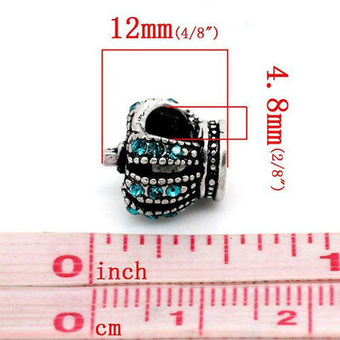 Blue Crystals on Crown European Bead Compatible for Most European Snake Chain Bracelet - Sexy Sparkles Fashion Jewelry - 2