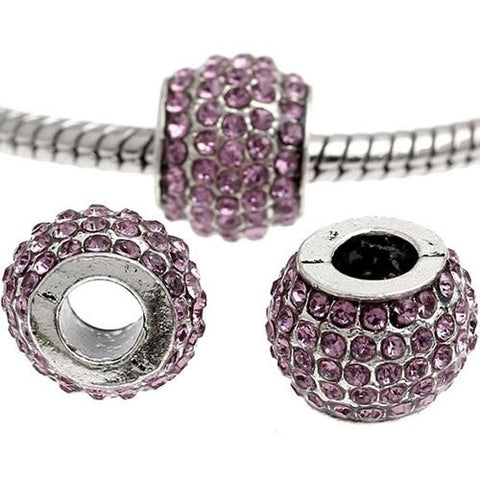 Rhinestone Amethyst  Crystals European Bead Compatible for Most European Snake Chain Bracelet - Sexy Sparkles Fashion Jewelry - 2