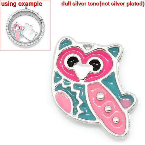 Pink Owl Floating Charm For Glass Living Memory Lockets - Sexy Sparkles Fashion Jewelry - 2