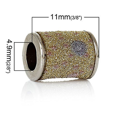 Lemon Yellow Glitter Colunm/Cylinder Charm Bead - Sexy Sparkles Fashion Jewelry - 3