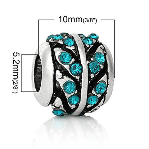 Blue Crystal European Bead Compatible for Most European Snake Chain Bracelet - Sexy Sparkles Fashion Jewelry - 3