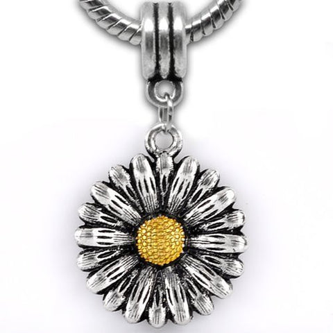 Sun Flower Dangle European Beads For Snake Chain Charm Bracelet - Sexy Sparkles Fashion Jewelry - 2