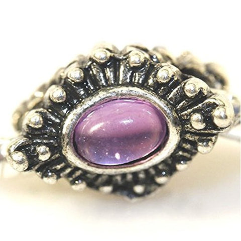 Silver Tone Enamel Charm Bead for Snake Chain Bracelets (Purple) - Sexy Sparkles Fashion Jewelry - 1