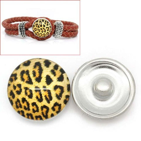 Leopard Print Design Glass Chunk Charm Button Fits Chunk Bracelet - Sexy Sparkles Fashion Jewelry - 4