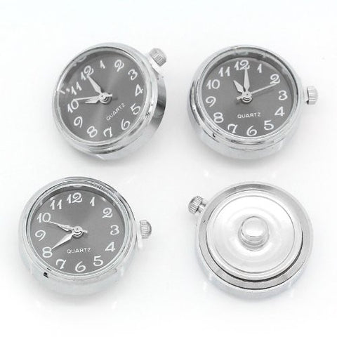 Grey Watch Face Chunk Click Buttons Snap for Chunk Bracelet 25x21mm,knob:5.5mm - Sexy Sparkles Fashion Jewelry - 3