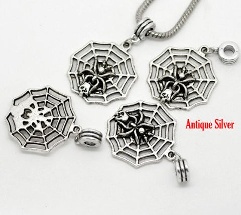Halloween Spider on Web European Bead Compatible for Most European Snake Chain Bracelet - Sexy Sparkles Fashion Jewelry - 3