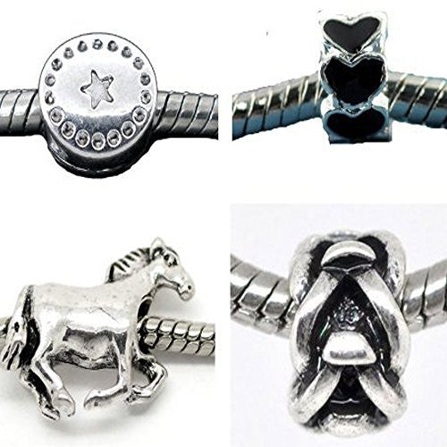 4 Cowboy Theme Charm Beads Fits Pandora Charm Bead Bracelet