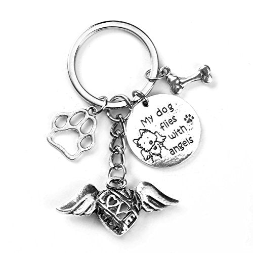 Sexy Sparkles inch My Kitten Flies with Angelsinch  Pet Memorial Keychain & Keyring Fish Bone (Style B)