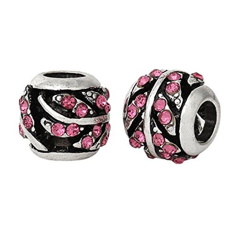 Pink Crystal European Bead Compatible for Most European Snake Chain Bracelet - Sexy Sparkles Fashion Jewelry - 2