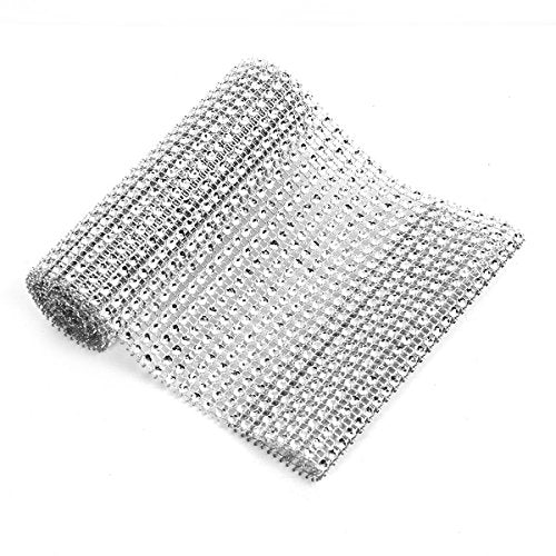 Sexy Sparkles Sparkling Rhinestone Mesh Ribbon for Event Decorations, Wedding Cake, Birthdays, Baby Shower, Arts & Crafts 1 Yard 12cm (4 6/8inch ), (Silver)