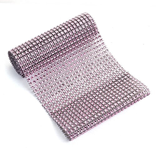 Sexy Sparkles Sparkling Rhinestone Mesh Ribbon for Event Decorations, Wedding Cake, Birthdays, Baby Shower, Arts & Crafts 1 Yard 12cm (4 6/8inch ), (Pink/Grey)