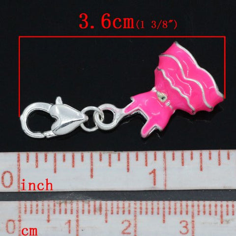 Pink Dress Clip on Pendant for European Charm Jewelry w/ Lobster Clasp - Sexy Sparkles Fashion Jewelry - 3
