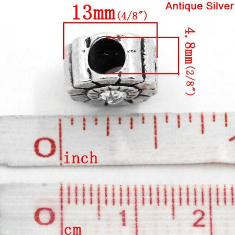 Flower W/clear  Rhinestone Charm European Bead Compatible for Most European Snake Chain Bracelet - Sexy Sparkles Fashion Jewelry - 3