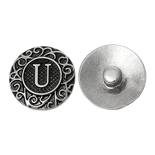 Alphabet Letter U Chunk Snap Button or Pendant Fits Snaps Chunk Bracelet - Sexy Sparkles Fashion Jewelry - 1