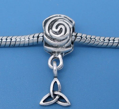 Rose w/ Celtic Knot Dangle European Bead Compatible for Most European Snake Chain Bracelet - Sexy Sparkles Fashion Jewelry - 2