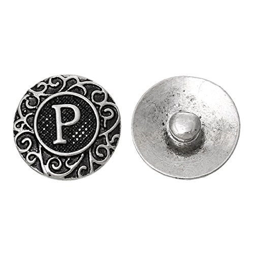 Alphabet Letter P Chunk Snap Button or Pendant Fits Snaps Chunk Bracelet - Sexy Sparkles Fashion Jewelry - 1