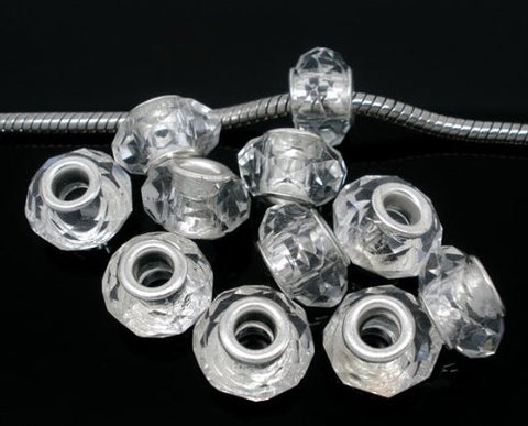 Glass Faceted Style Beads for Snake Chain Charm Bracelet (Clear) - Sexy Sparkles Fashion Jewelry - 2