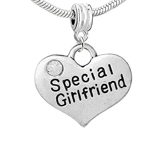 Heart 2 Sided w/  Crystal Stones Special Girlfriend Charm