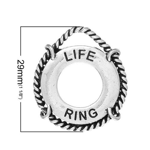 Round Lifebuoy Life Ring Charm Pendant for Necklace Jewelry - Sexy Sparkles Fashion Jewelry - 2