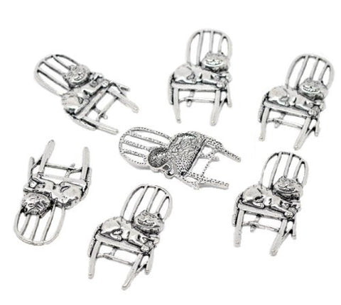Silver Tone Cat Sitting on Chair Pendant Charm - Sexy Sparkles Fashion Jewelry - 2