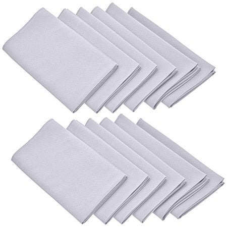 Sexy Sparkles Oversized 17x17inch  Solid Polyester White Napkins for Wedding Restaurant Dinner Use Machine Washable Durable Set of 12