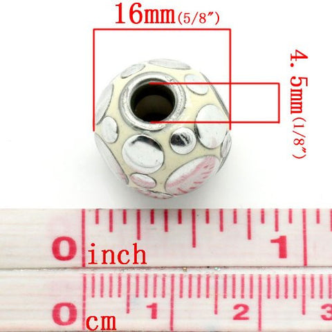 Off White Clay Indonesia Carved Dotted Design Spacer Charm Bead For Snake Chain Bracelet - Sexy Sparkles Fashion Jewelry - 3