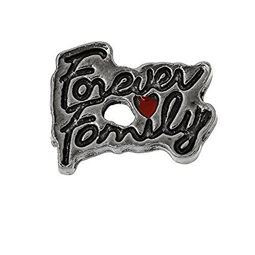 Floating Charms for Glass Living Memory Locket Pendant and Stainless Steel Back Plate (Forever Family Floating Charm)