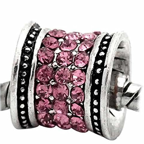 Pink October Birthstone  Crystals European Bead Compatible for Most European Snake Chain Charm Bracelet