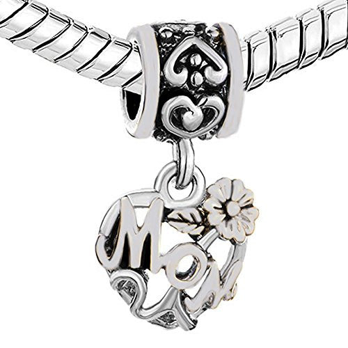 Mom Heart Charm Bead - Sexy Sparkles Fashion Jewelry