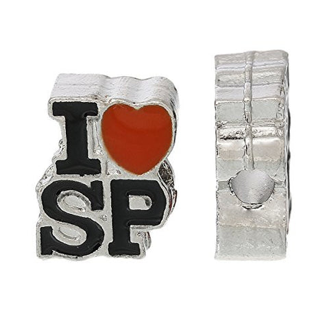 I Love SP South Park with Orange Heart Charm European Bead Compatible for Most European Snake Chain Bracelet - Sexy Sparkles Fashion Jewelry - 2