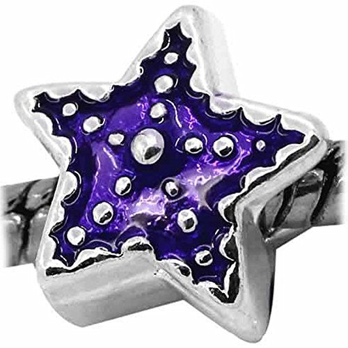 Star with Purple Enamel Charm European Bead Compatible for Most European Snake Chain Bracelet - Sexy Sparkles Fashion Jewelry - 1