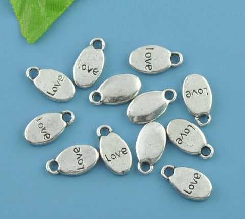 Beautiful Silver Tone Love Charm Pendant for Necklace or Bracelet - Sexy Sparkles Fashion Jewelry - 2