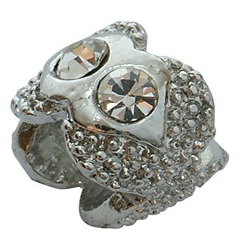 Clear Rhinestone Flower European Bead Compatible for Most European Snake Chain Bracelet