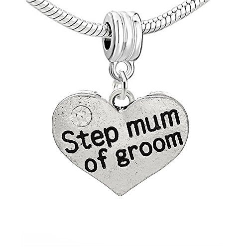 Step Mum of the Groomcharm w/ Clear  Crystals - Sexy Sparkles Fashion Jewelry