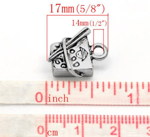 Food to Go Chinese Take Out Silver  Charm Pendant - Sexy Sparkles Fashion Jewelry - 3