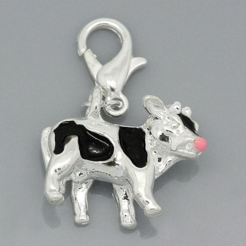Cow Clip on Pendant for European Charm Jewelry w/ Lobster Clasp - Sexy Sparkles Fashion Jewelry - 2