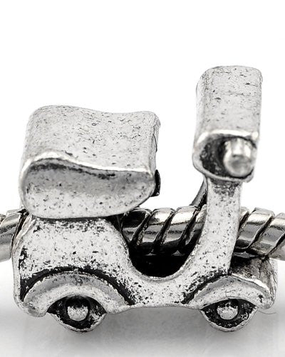 Motorcycle Scooter Charm European Bead Compatible for Most European Snake Chain Bracelet