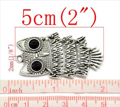 Black Rhinestone Owl Charm Pendant for Necklace - Sexy Sparkles Fashion Jewelry - 3