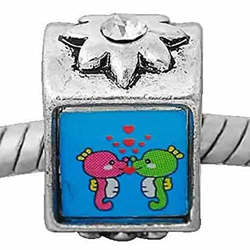 Kissing Sea Horse on European Bead Compatible for Most European Snake Chain Charm Bracelet - Sexy Sparkles Fashion Jewelry - 1