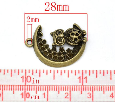 Owl Sitting on Moon Charm Pendant - Sexy Sparkles Fashion Jewelry - 3