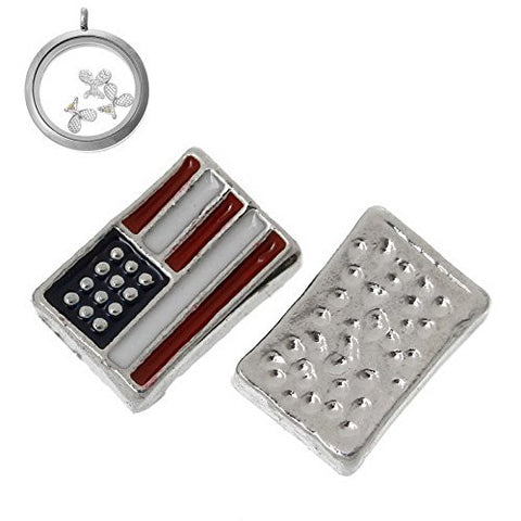 Floating Charms for Glass Living Memory Locket Pendant and Stainless Steel Back Plate (US Flag Floating Charm) - Sexy Sparkles Fashion Jewelry - 2