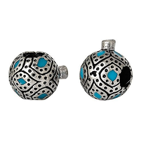 Round Dot Pattern Bead Compatible for Most European Snake Chain Bracelet (Sky Blue) - Sexy Sparkles Fashion Jewelry - 2