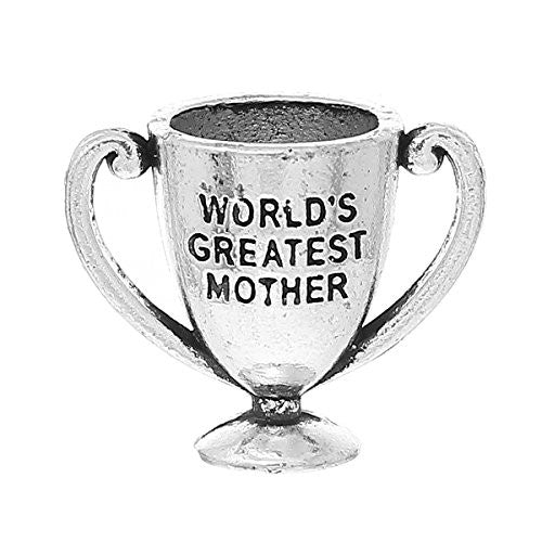 Worlds Greatest Mother Trophy Charm Pendant for Necklace - Sexy Sparkles Fashion Jewelry - 1