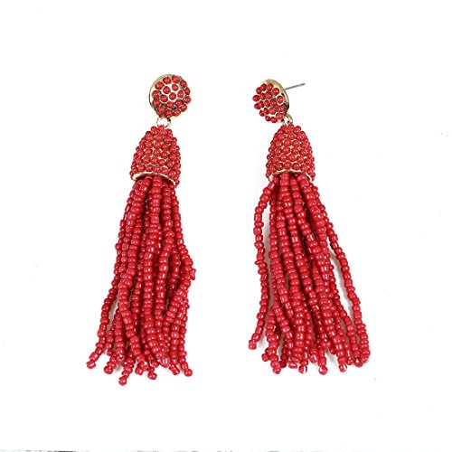 Sexy Sparkles Women's Beaded tassel earrings Long Fringe Drop Earrings Dangle